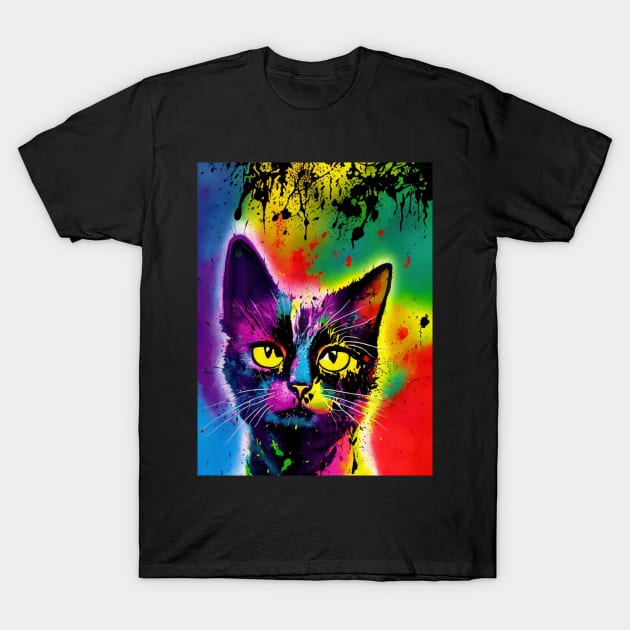 Trippy Multicolored Cat T-Shirt by Trip Tank